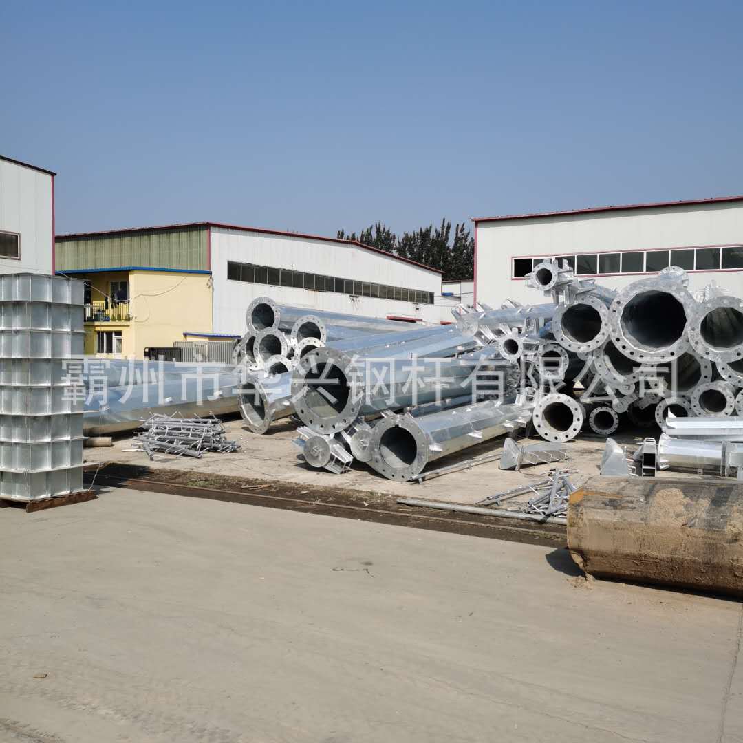 10KV电力钢杆 法兰连接钢制电力杆高压钢管杆 钢管塔打桩