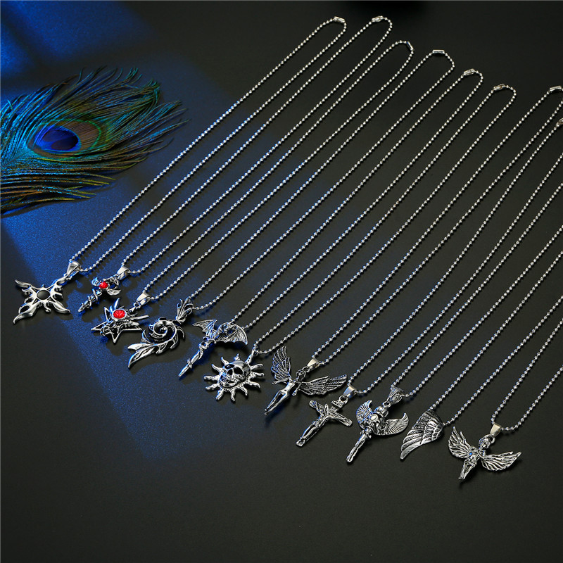 New Trend  Angel Skull Cross Wings Necklace display picture 14