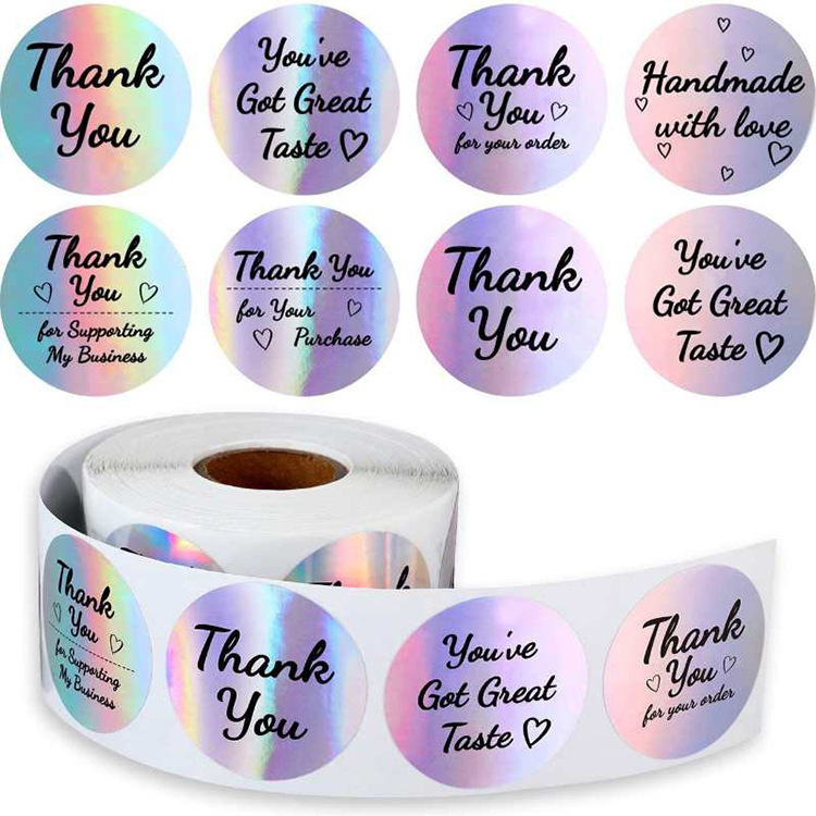 Fashion 1000pcs/roll Laser Bronzing Letter Thank You Sticker display picture 1