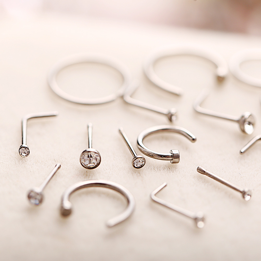 New Type Stainless Steel Nail Nasal Nose Ring Curved Nasal Nail C Set display picture 7