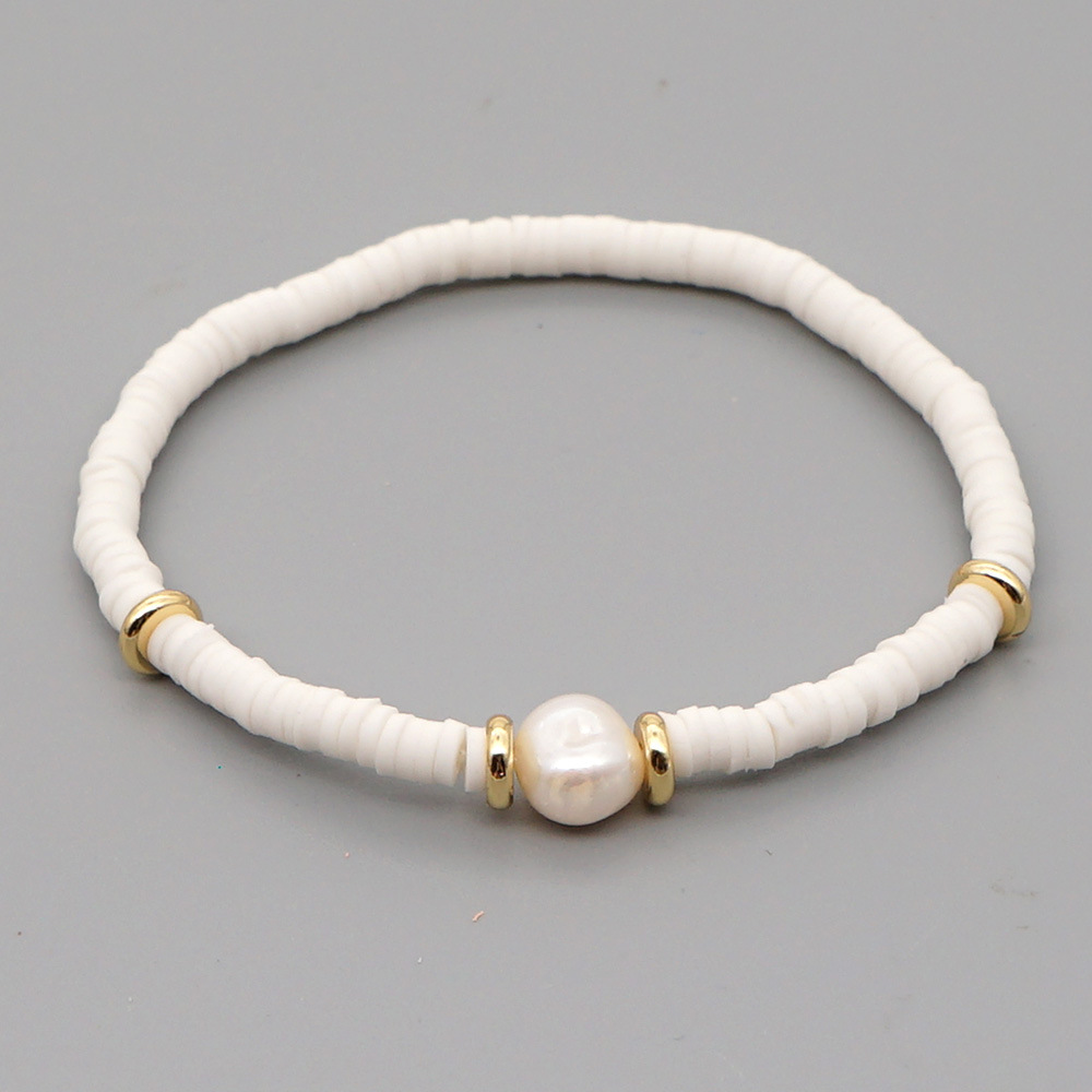 Fashion Bohemian Beach Style Natural Baroque Pearl Color Soft Ceramic Letter Bracelet For Women display picture 21