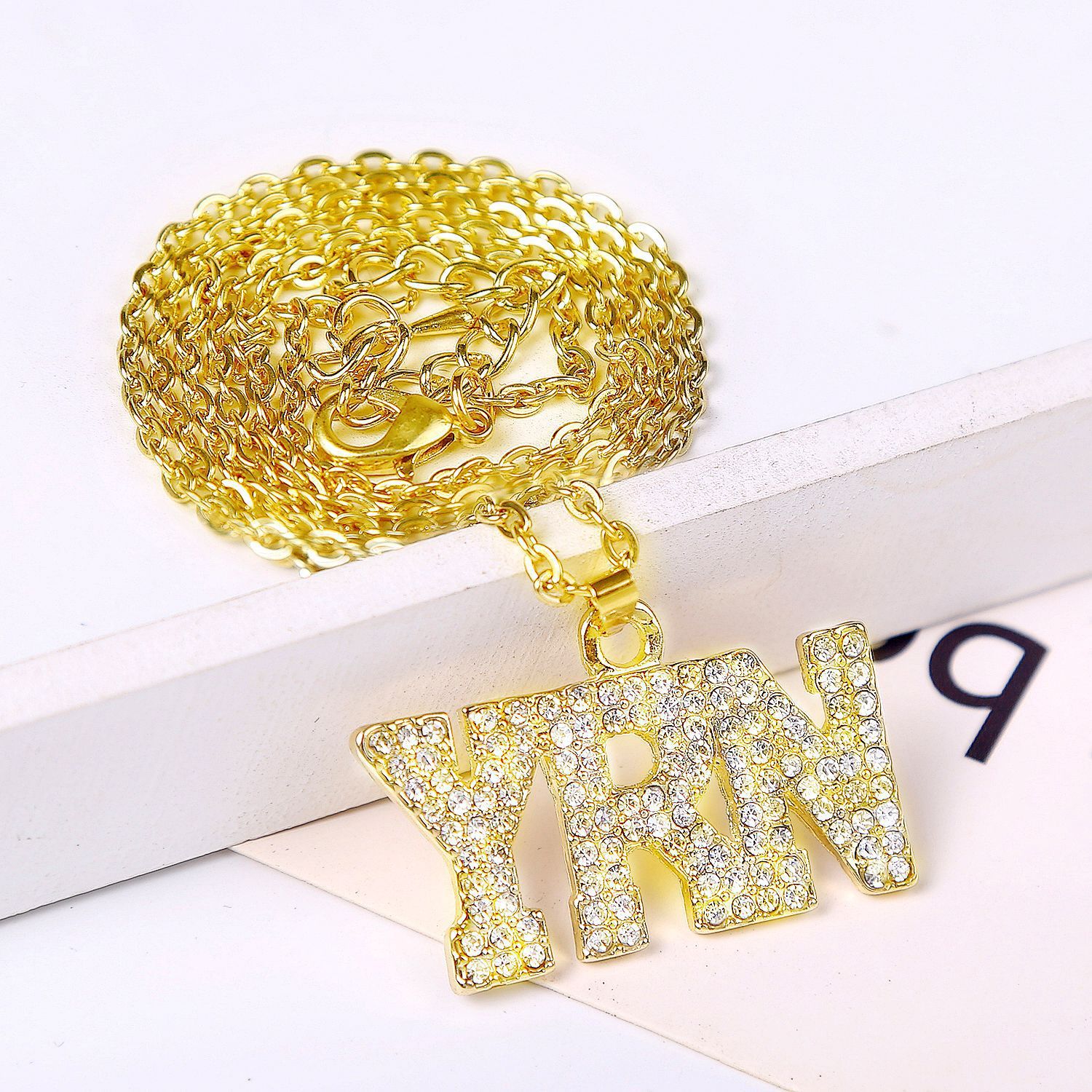 جديد قلادة الجملة أزياء الهيب هوب كبيرة الذهب كامل الماس قلادة display picture 65