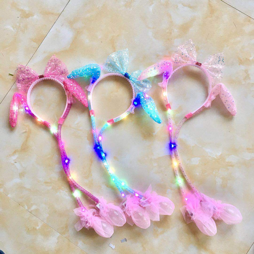 Tiktok mismo estilo luminoso conejo sombrero de dibujos animados airbag Orejas de conejo en movimiento Internet celebridad diadema venta lindo artefacto