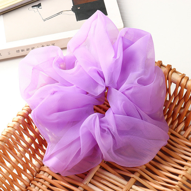 Simple Large Organza Candy Color Hair Scrunchies display picture 6