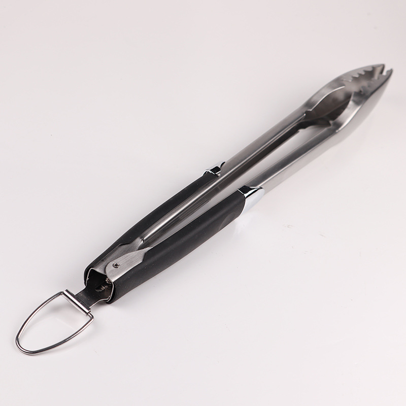 Suministro directo de fábrica de acero inoxidable barbacoa parrilla traje mango de goma utensilios de barbacoa 3-pieza accesorios de parrilla al aire libre