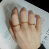 Brand fashionable ring stainless steel, on index finger, 750 sample gold, internet celebrity