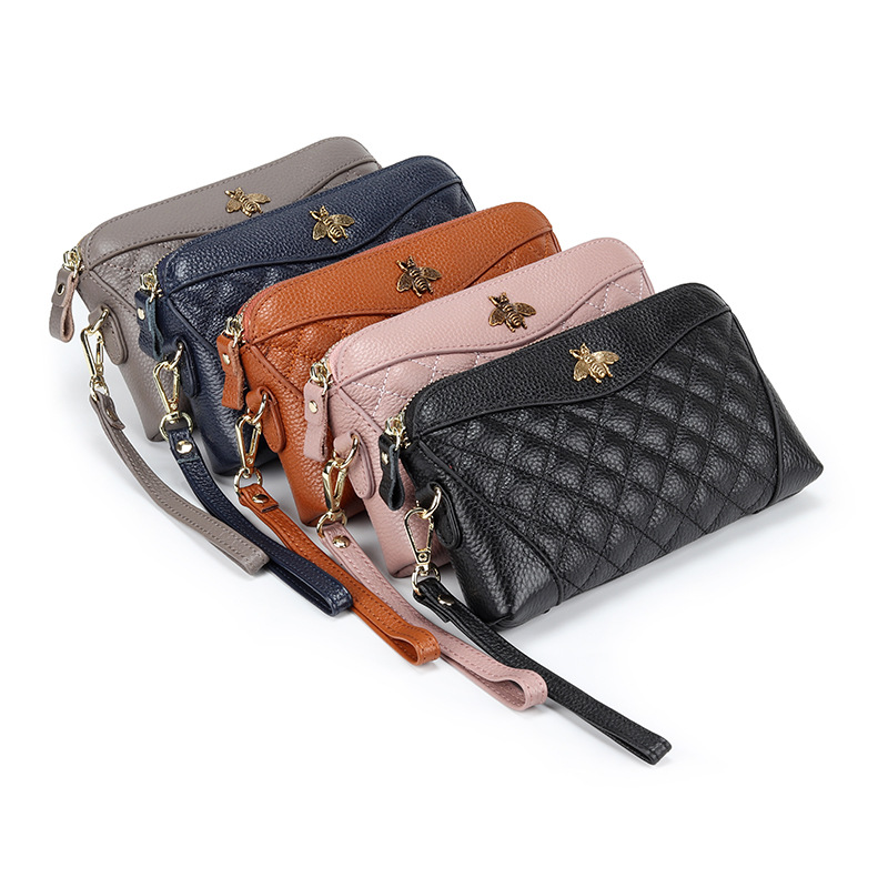 First-layer Cowhide Clutch Bag,Women's Genuine Leather Clutch Bag,Simple Soft Leather Mother's Mobile Phone Coin Purse,Long Small Clutch Bag