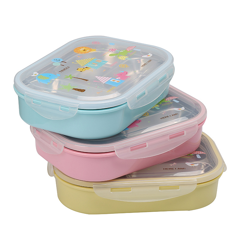 廠家直銷 批發 304不鏽鋼兒童卡通飯盒 矽膠密封便當盒餐盒保鮮盒
