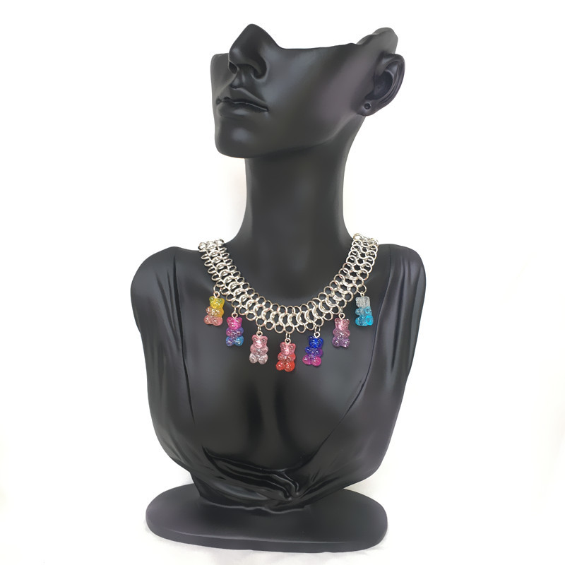 Fashion 7-color Jelly Gummy Bear Necklace Resin Necklace display picture 3