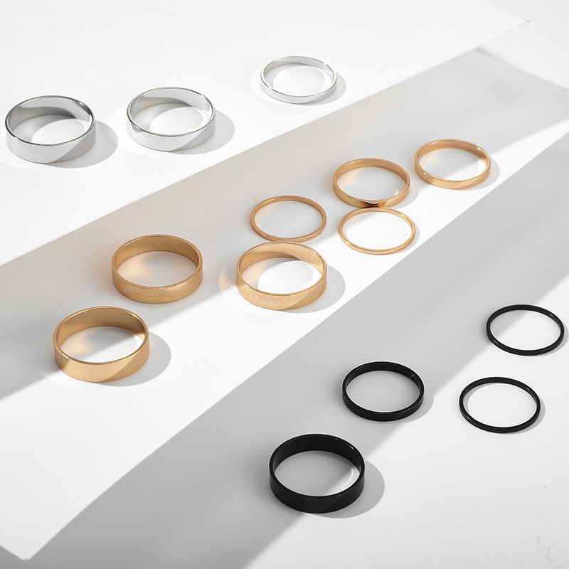 New Ring Creative Fashion Tri-color Thickness Ring 14-piece Joint Ring display picture 6