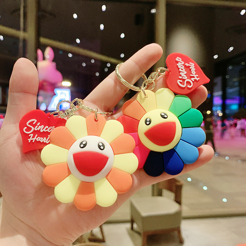Cute Colorful Sunflower Keychain Net Red...