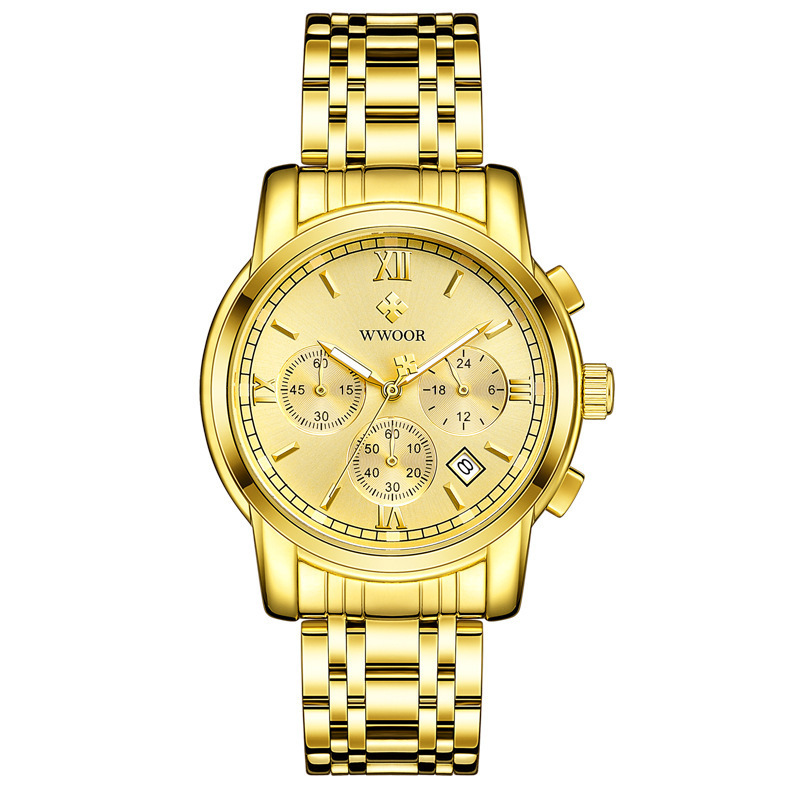 WWOOR Holding Love nuevos hombres de negocios 6-PIN reloj de cuarzo calendario impermeable reloj redondo cabeza casual Bowl Watch 8864