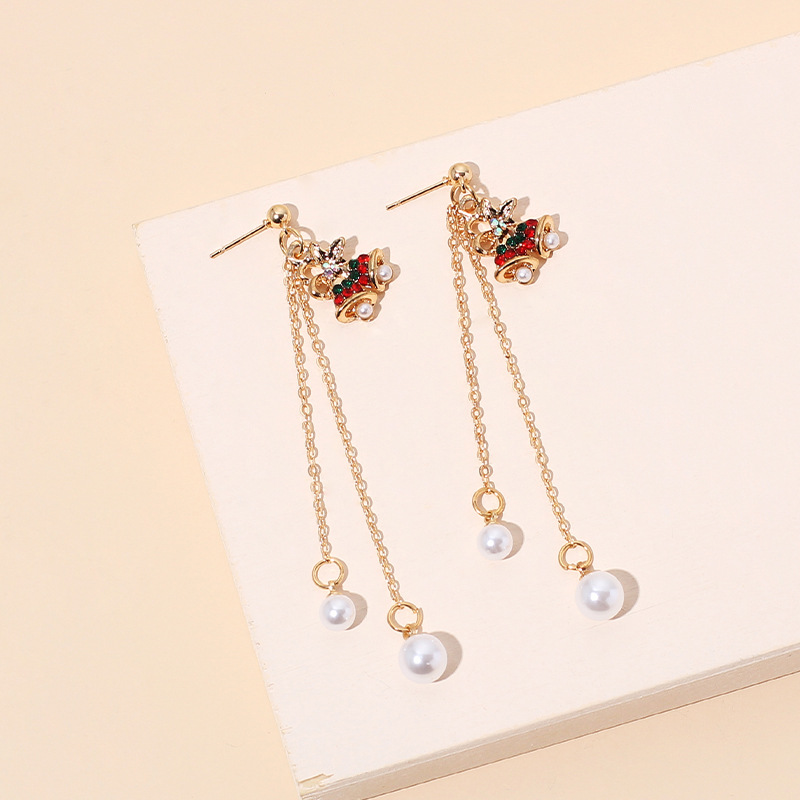6g Weight Earrings Classification Women'S Gender Christmas Style Christmas Tassel Retro Pearl Earrings 2