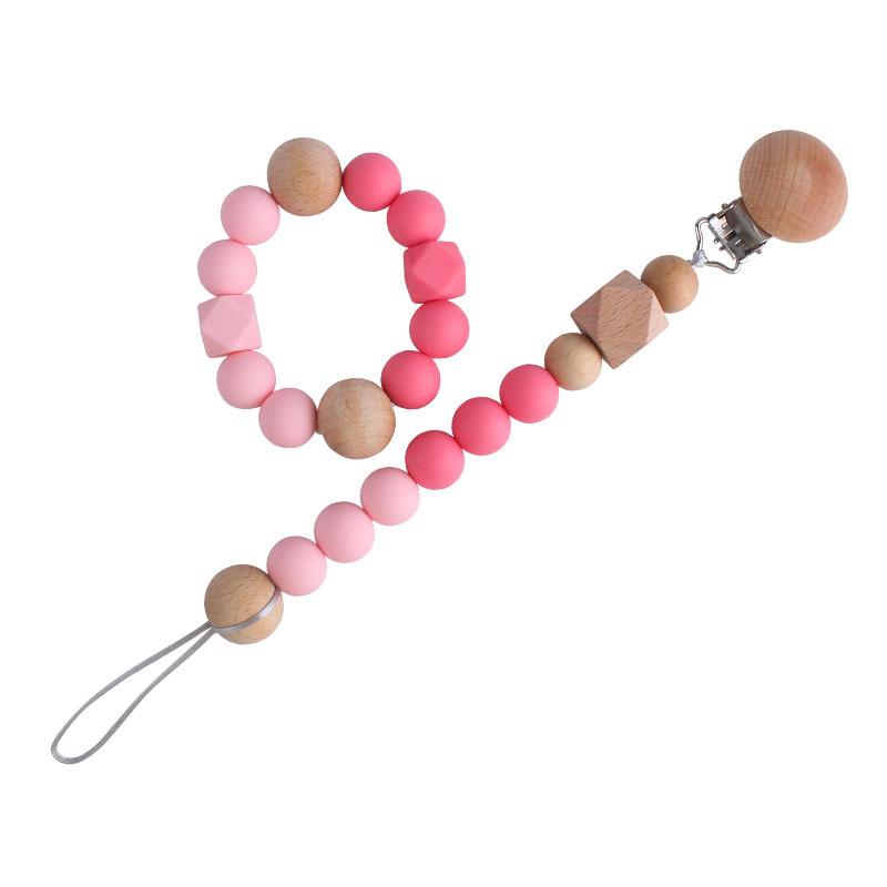 Seguridad del medio ambiente de silicona chupete cadena mordedor palo Bebé Beech octogonal cuentas de silicona juguete mordedor pulsera