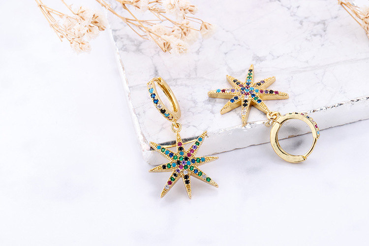 10g Weight Zircon Inlay Material Earrings Classification Housewarming, Anniversary, Business, Wedding, Travel, Birthday, Festival Occasion Copper Material Geometric Pattern Women'S Gender Plating Design Fashion Style Copper Plating Geometric Zircon 17