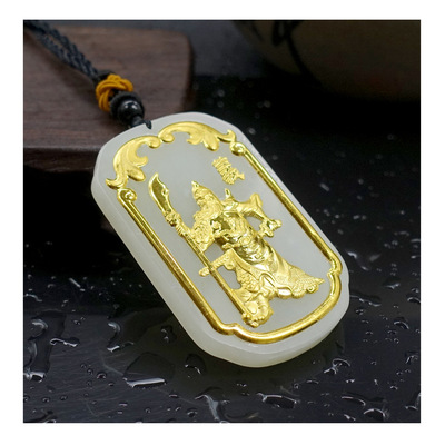 Jin Xiang Yu Ping button Pendant Sufficient gold Nephrite  Men's lace Guan Yu Jade gift wholesale