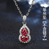 Fashionable ruby pendant, zirconium, earrings