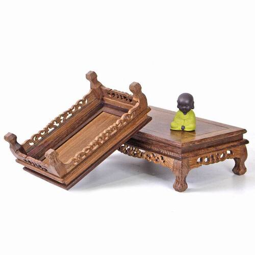 Solid wood ornaments wooden base, strange jade stone flower bonsai purple sand pot chicken wing wood rectangular base wooden base