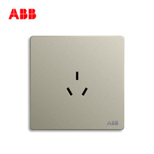 ABB开关插座面板家用86型轩致香槟银一位三孔插座16A AF206-CS