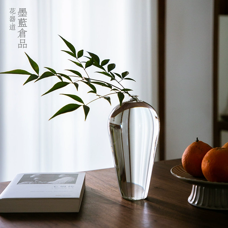 Прозрачная стеклянная ваза Ваза для цветов Дзен Стиль Китайский стиль Цветочная утварь Гостиная Настольное украшение Бутылка для сливы Чистая бутылка