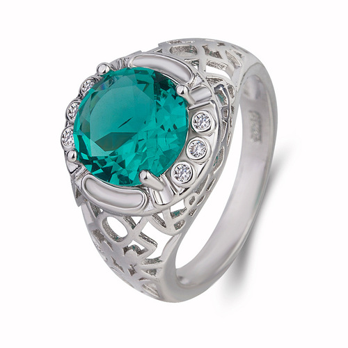 Cross-border wish best selling diamond emerald ring for women European and American emerald green large gemstone ring simple fashion jewelry