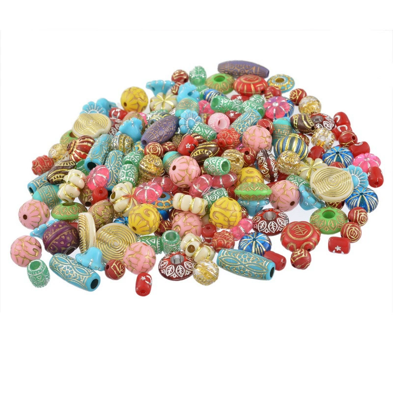 Прямые поставки с фабрики смешанный цветной узор круглые акриловые пластиковые бусины в форме цветка DIY свободные бусины 100 г