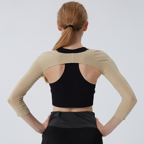 Slim arm elastic sleeve, anti-hunchback posture correction pressure body shaping garment, back-beautifying underwear and shoulder pads