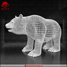 熊貓鐵藝雕塑動物造型鏤空不銹鋼編織擺件定制藝術美陳絲雕裝置