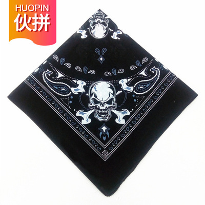 多功能全棉hiphop头巾骑行嘻哈方巾户外运动欧美魔术手帕骷颅头新|ms