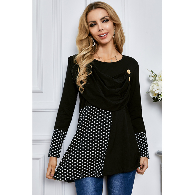 fashion polka dot irregular stitching top NSSA25989