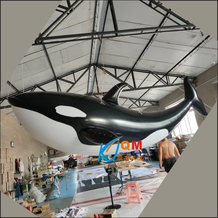 充气悬挂虎鲸鲸鱼气模 商场中庭装饰充气海豚海洋动物气模定制