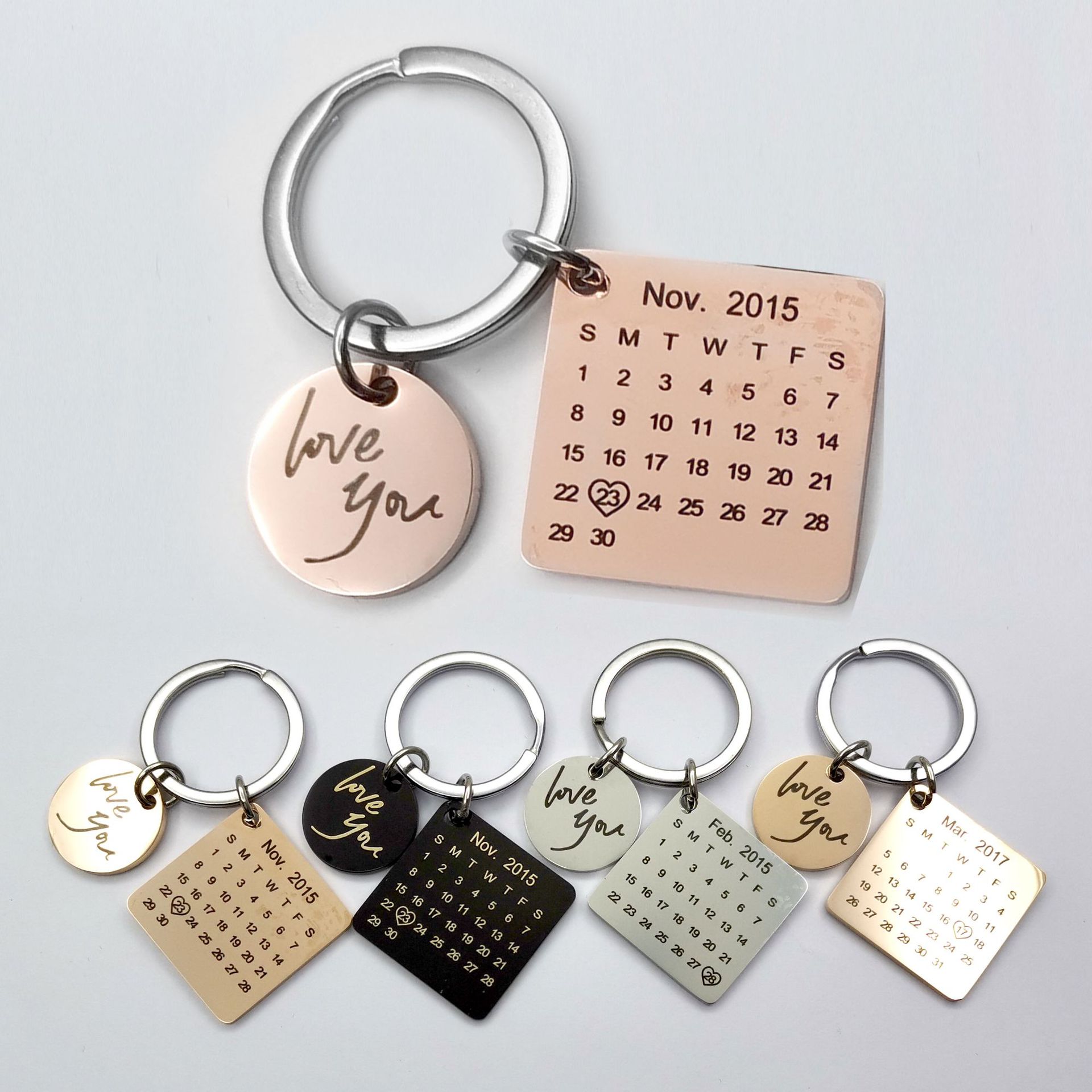 Personalized Calendar Keychain - Rose Gold