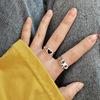 Black fashionable ring, retro accessory, simple and elegant design