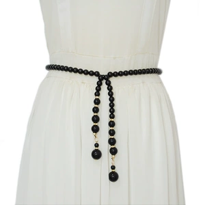 Fashion Pearl Cotton Elastic Waist Belt for Women, High-End Decorative Waist Chain for Dress