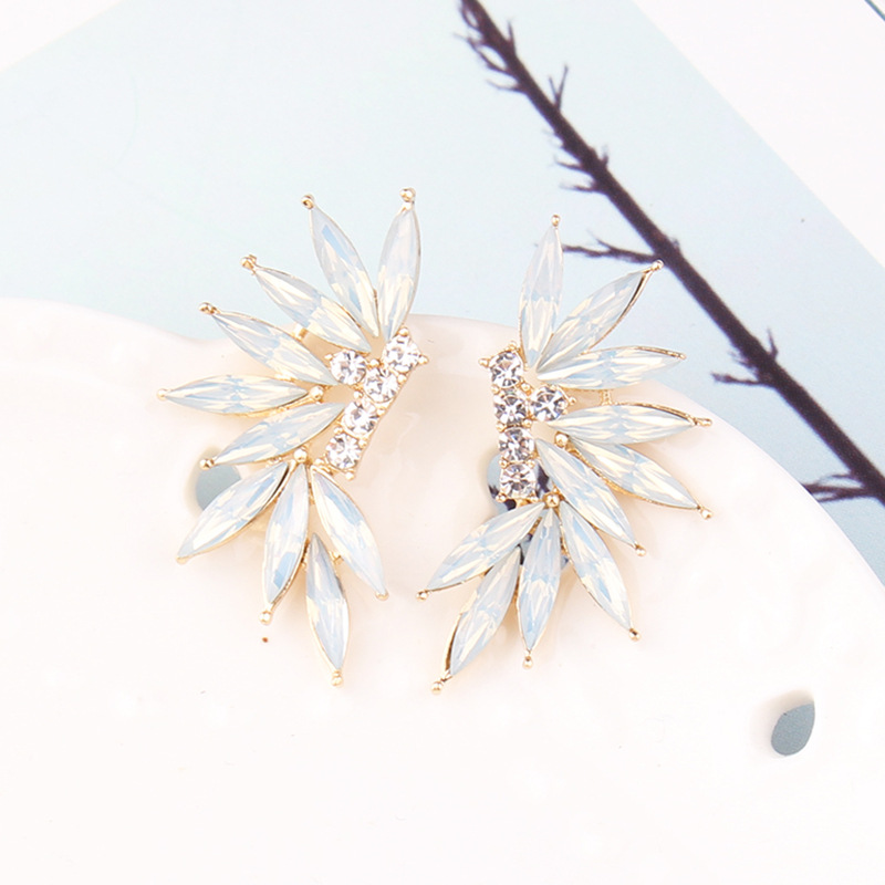 Women'S Gender Plating Design 1 Pair Glam Wings Alloy Plating Resin Rhinestones Women's Drop Earrings