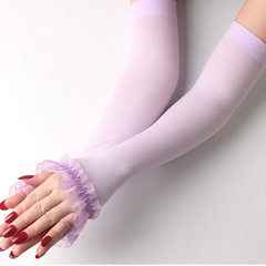 Women's Summer Ice Sleeve Sun Protective Long Sleeve Arm Cover in Multiple Colors, Mesh Open-Neck Lace Fingerless Glove, Half-Finger or Fingerless False Sleeve, Wholesale