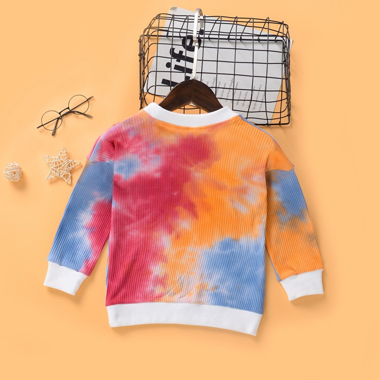 Nouveaux Vêtements Pour Enfants Pull Bébé Enfants Col Rond Manches Longues Pull Tie-dye display picture 3