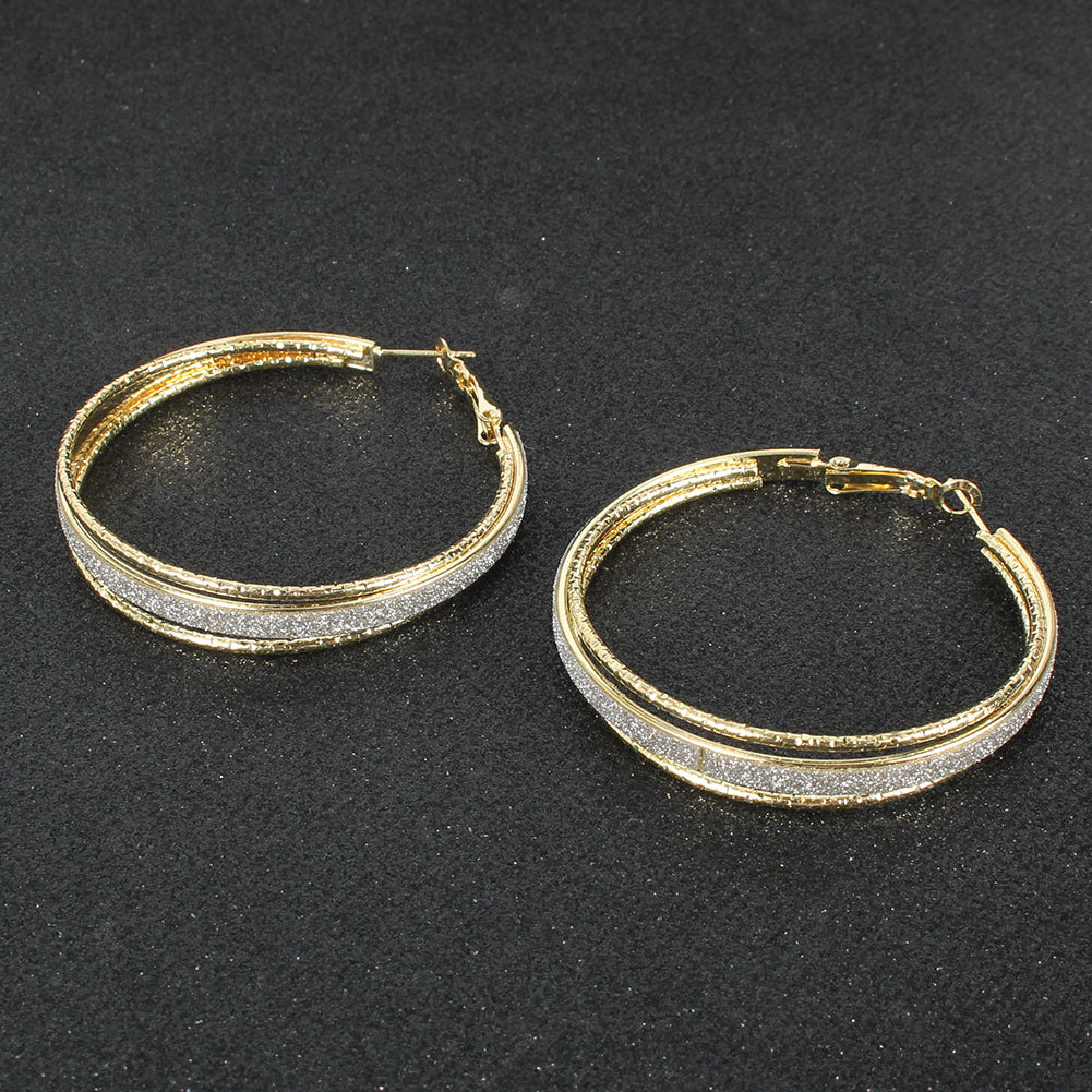 exaggerated geometric metal frosted earrings fashion hoop earrings
