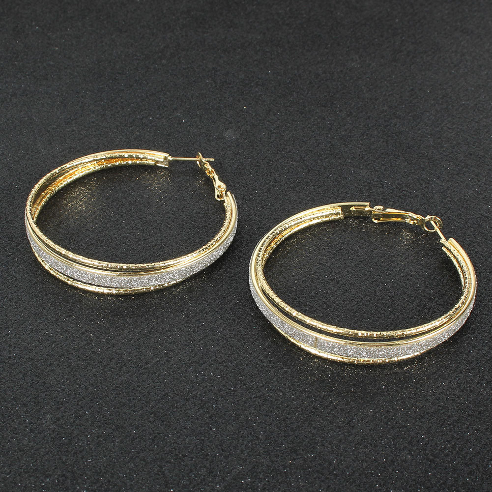 Exaggerated Geometric Metal Frosted Earrings Fashion Hoop Earrings display picture 5