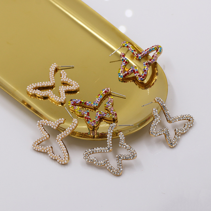 New Exaggerated Stud Earrings Butterfly Diamond Earrings For Women Wholesale display picture 5