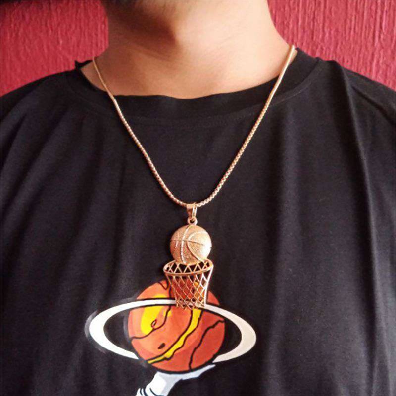 fashion creative solid color Basketball box titanium steel necklace wholesale nihaojewelry