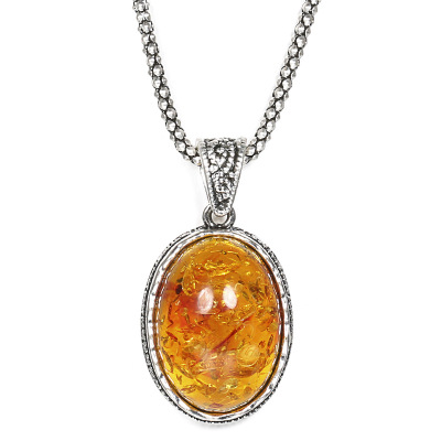 欧美复古藏银风格琥珀吊坠晚会装饰义乌源头厂家货源支持一件代发