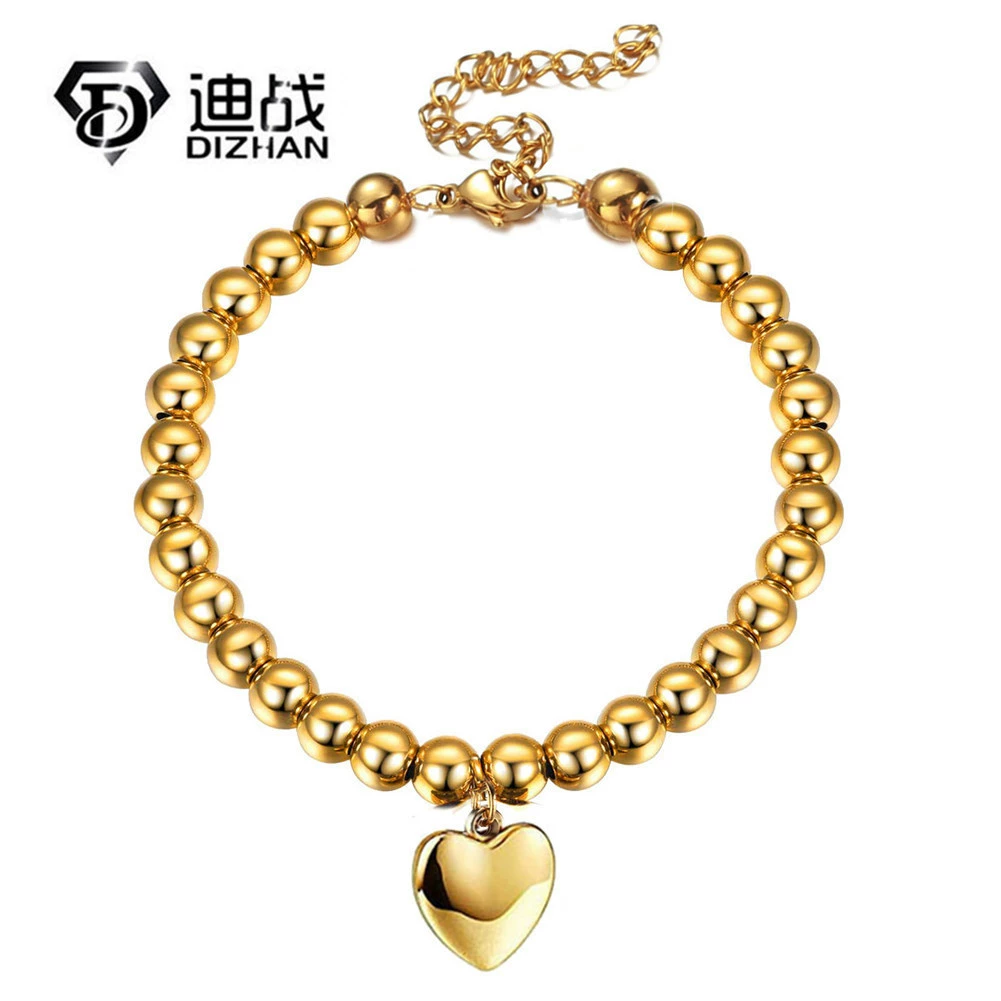Японский и корейский модный браслет из бусин из нержавеющей стали, браслет из бисера, четки, бусина, шнурок, Персиковое сердце, Универсальный женский наконечник
