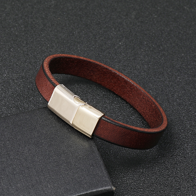 casual multicolor alloy magnet buckle glossy sen simple cowhide bracelet