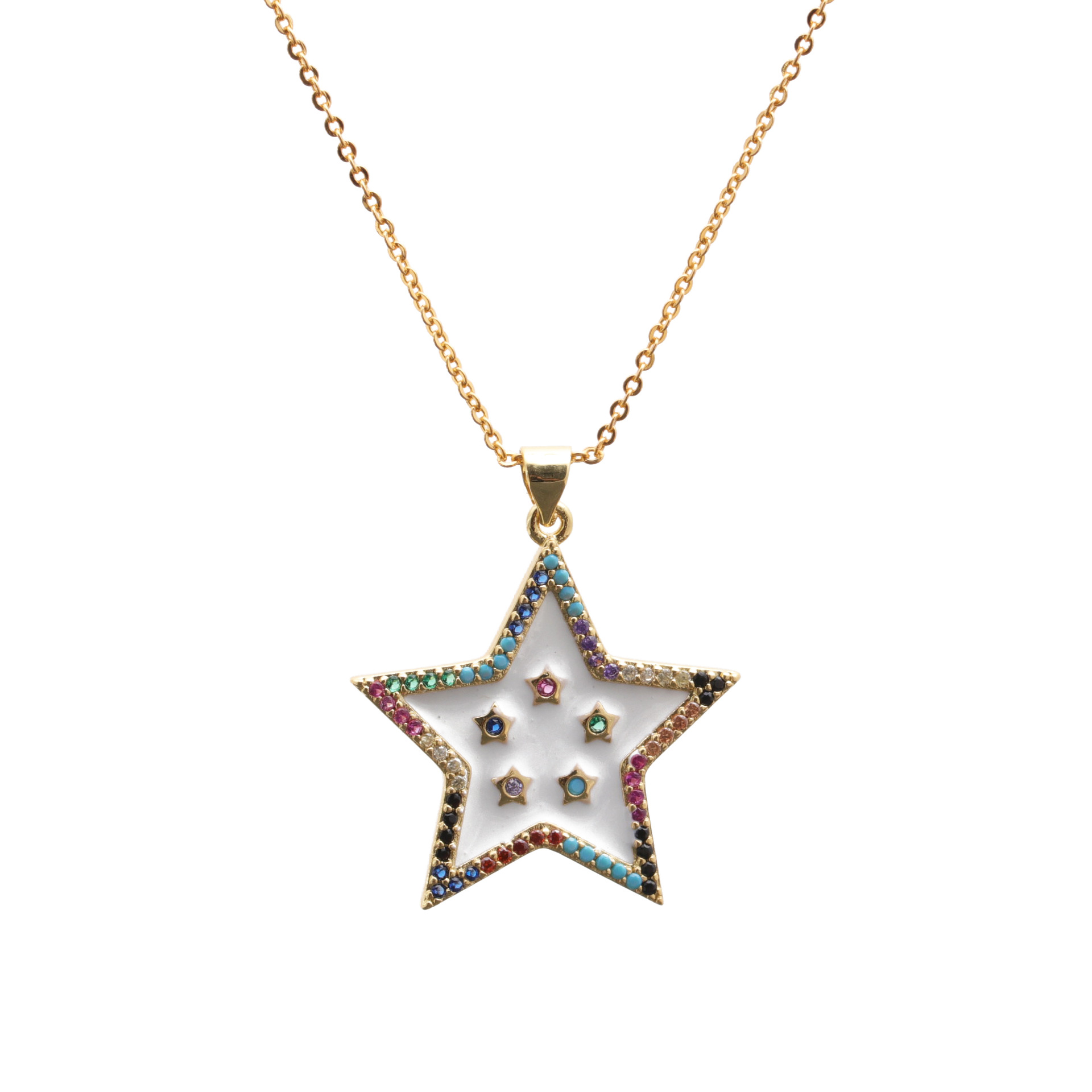 New Simple Star Fashion Moon Copper Pendant Necklace For Women display picture 2