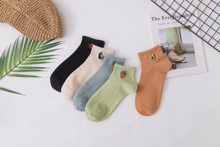 embroidery avocado boat socks   NSFN30185