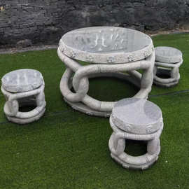 庭院花园石桌石凳 户外天然大理石石桌子 家用石桌椅