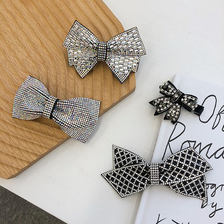 Korea Rhinestone Bow Hairpin Retro Hairpin Full Drill Duckbill Clip display picture 2