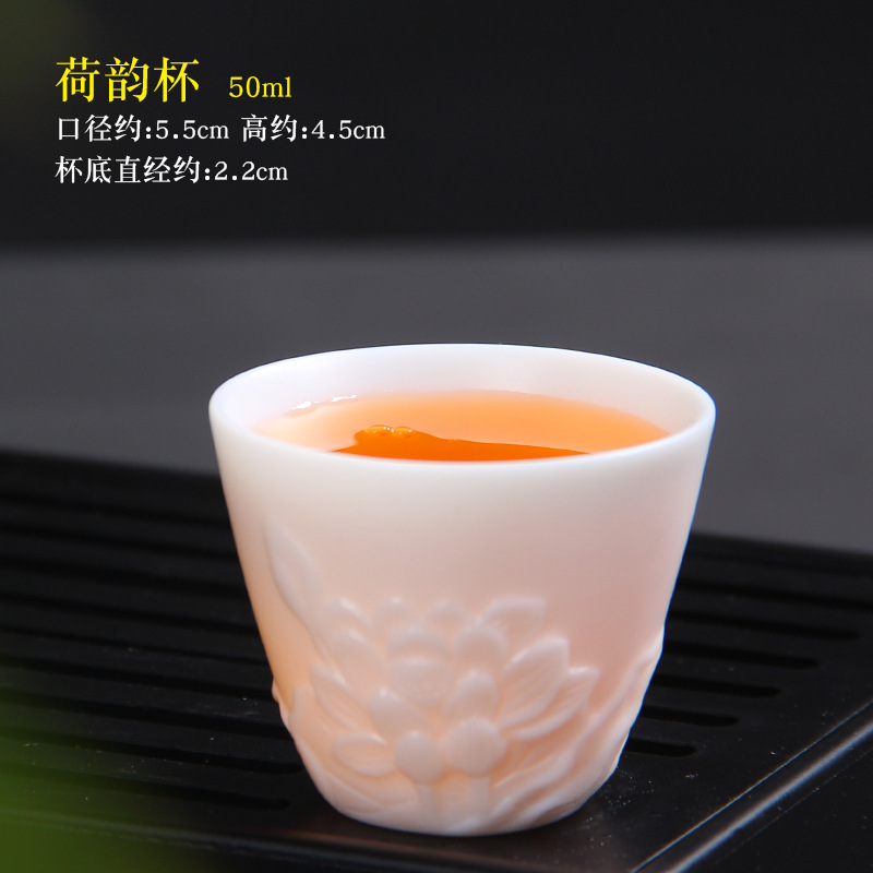 Winjiang dehua porcelana blanca Kung Fu taza de té oveja grasa Jade taza de té hecha a mano cerámica pequeña taza de té hogar taza individual