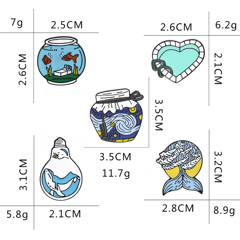 10g Weight Brooches Classification Daily Occasion Cartoon Style Pin Bulb Heart Shape Fish Tail Alloy Plating Unisex Brooches